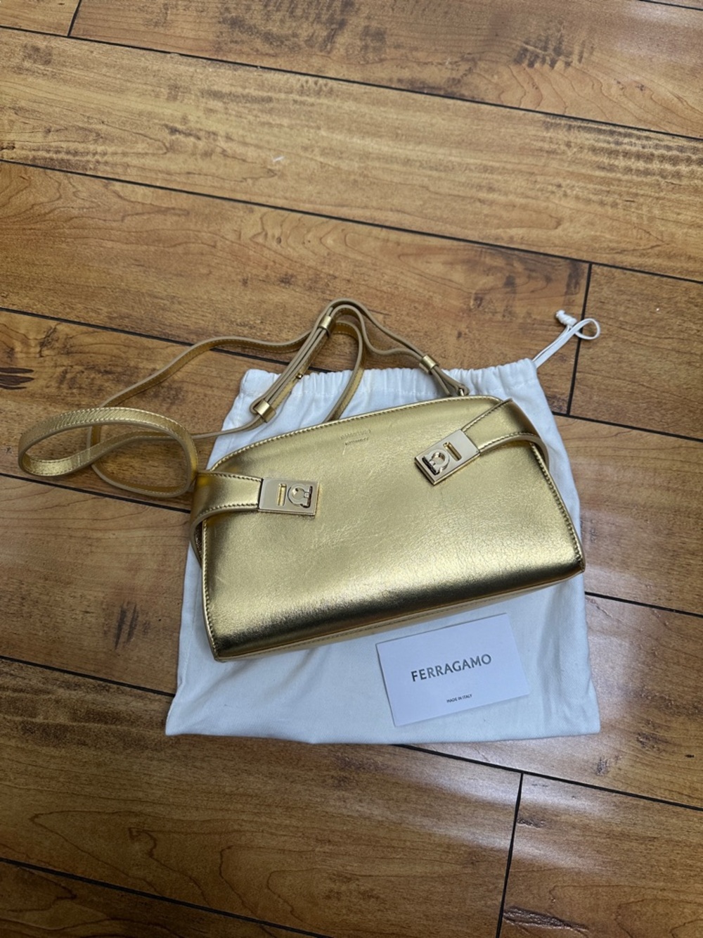 Salvatore Ferragamo Metallic Hug mini crossbody bag
